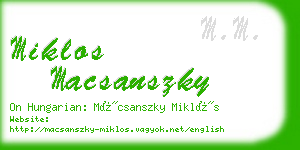 miklos macsanszky business card